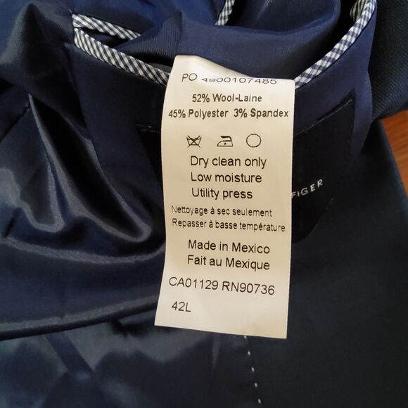 Tommy Hilfiger THFLEX Men's Wool Modern Fit Suit Jacket Blazer 42L Navy Blue - Picture 9 of 9